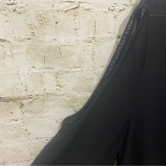 ASOS Black Sheer Floral Embroidered Open Sleeve Top - Picture 3 of 6